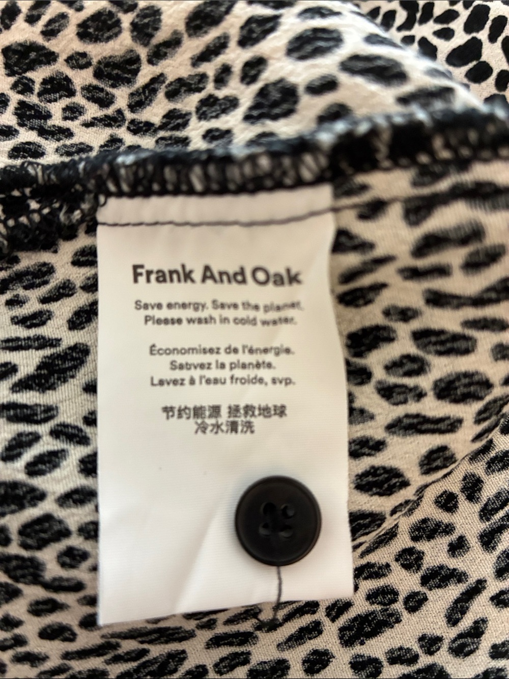 Frank & Oak Black and White Leopard-Spot Button Down Shirt - Picture 4 of 5